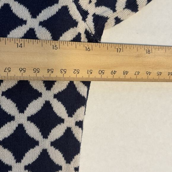 Boden Womens Knit Dress Size 8R Navy Cream Geometric Lattice Pattern Stretch - Picture 5 of 9